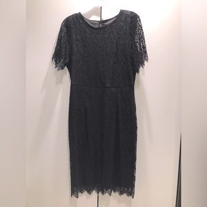 Big Girls short sleeve black lace casual Easter Party Wedding Flower Girl Dress